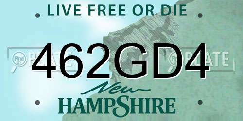 462GD4 New Hampshire License Plate