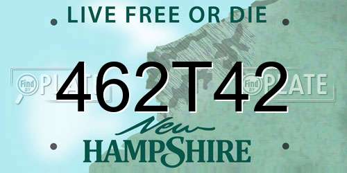 462T42 New Hampshire License Plate