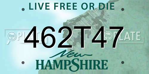 462T47 New Hampshire License Plate