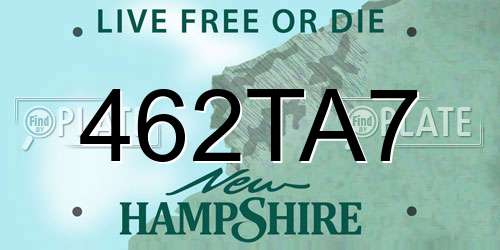 462TA7 New Hampshire License Plate