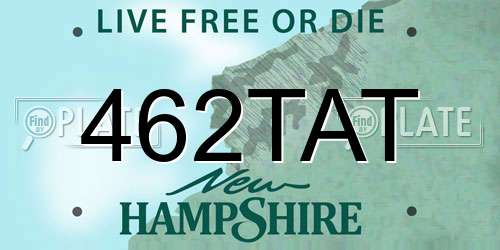 462TAT New Hampshire License Plate
