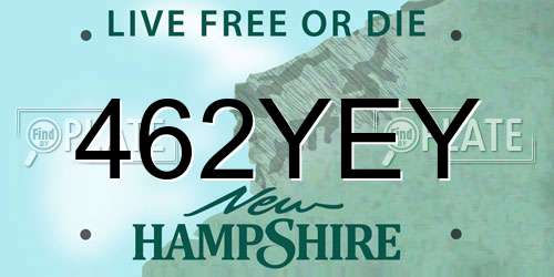 462YEY New Hampshire License Plate