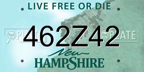 462Z42 New Hampshire License Plate