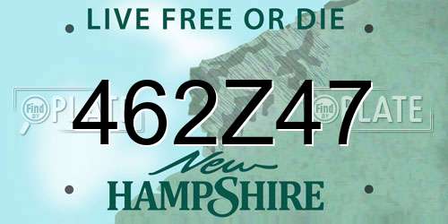 462Z47 New Hampshire License Plate