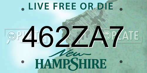 462ZA7 New Hampshire License Plate