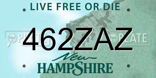 462ZAZ New Hampshire License Plate