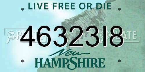 46323I8 New Hampshire License Plate