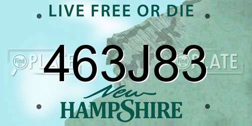 463J83 New Hampshire License Plate