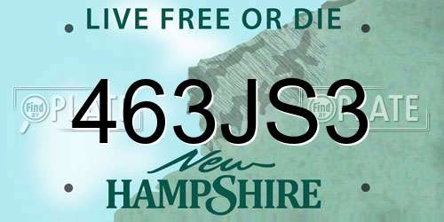463JS3 New Hampshire License Plate
