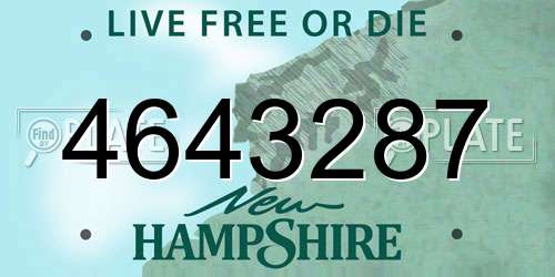 4643287 New Hampshire License Plate