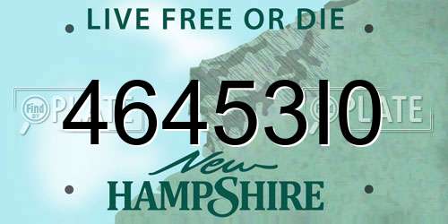 46453I0 New Hampshire License Plate