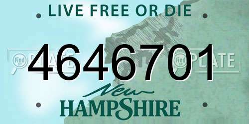 4646701 New Hampshire License Plate
