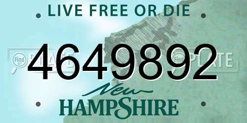 4649892 New Hampshire License Plate