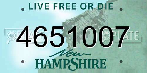 4651007 New Hampshire License Plate