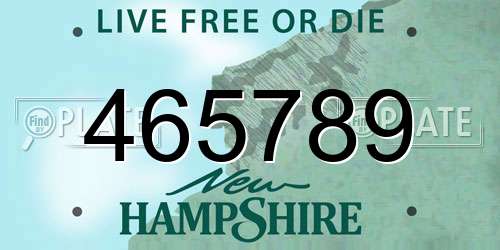 465789 New Hampshire License Plate