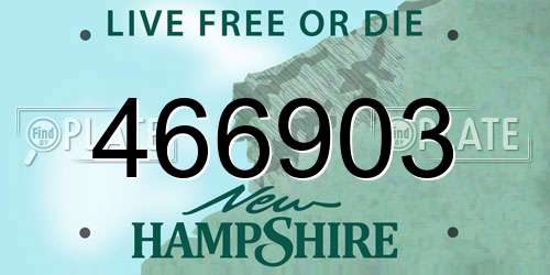 466903 New Hampshire License Plate