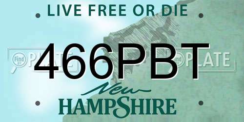 466PBT New Hampshire License Plate