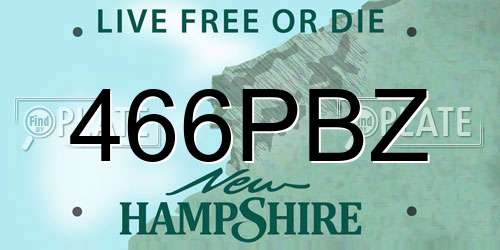 466PBZ New Hampshire License Plate