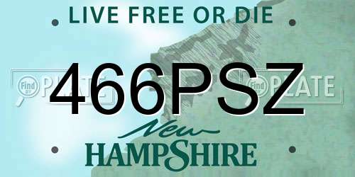 466PSZ New Hampshire License Plate