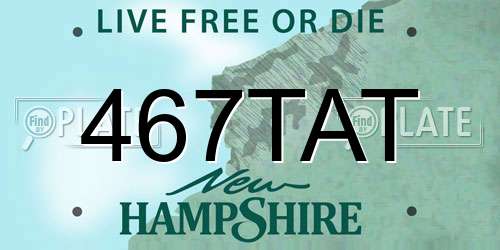 467TAT New Hampshire License Plate