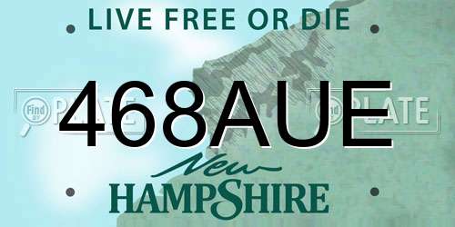 468AUE New Hampshire License Plate
