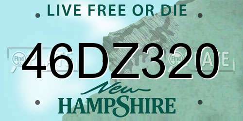 46DZ320 New Hampshire License Plate