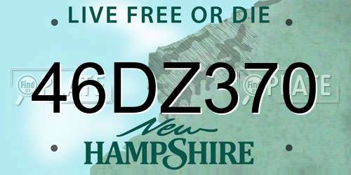 46DZ370 New Hampshire License Plate