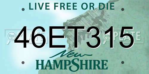 46ET315 New Hampshire License Plate