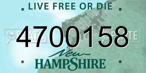 4700158 New Hampshire License Plate