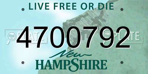 4700792 New Hampshire License Plate