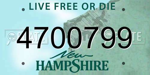 4700799 New Hampshire License Plate