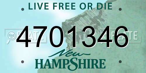 4701346 New Hampshire License Plate