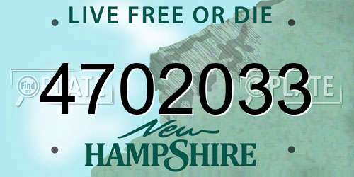 4702033 New Hampshire License Plate