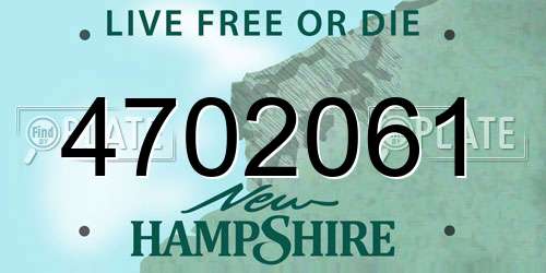 4702061 New Hampshire License Plate