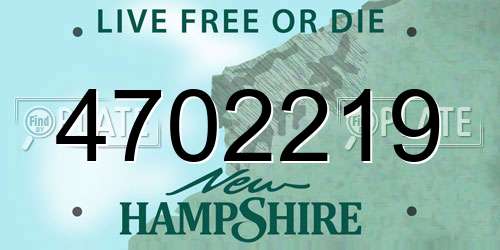 4702219 New Hampshire License Plate