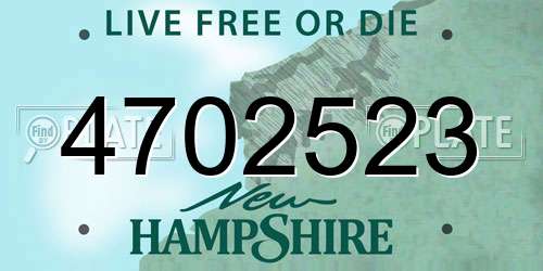 4702523 New Hampshire License Plate