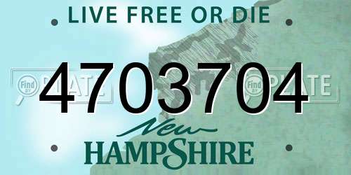 4703704 New Hampshire License Plate