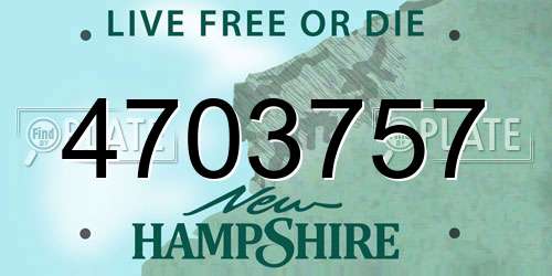 4703757 New Hampshire License Plate