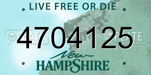 4704125 New Hampshire License Plate