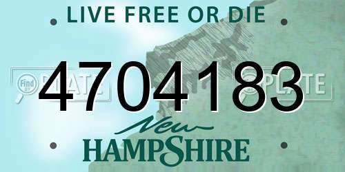 4704183 New Hampshire License Plate