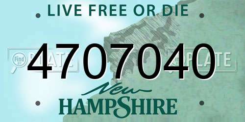 4707040 New Hampshire License Plate