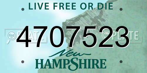 4707523 New Hampshire License Plate