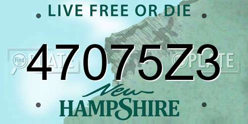 47075Z3 New Hampshire License Plate