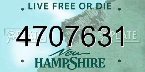 4707631 New Hampshire License Plate