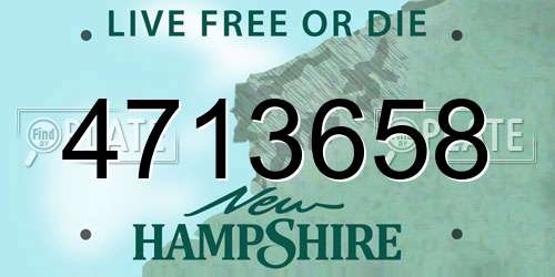 4713658 New Hampshire License Plate
