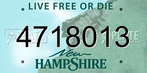 4718013 New Hampshire License Plate