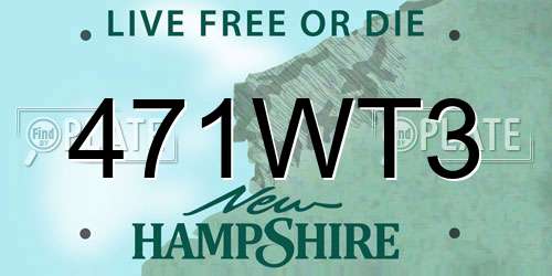 471WT3 New Hampshire License Plate
