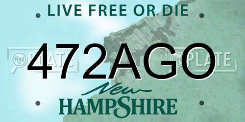 472AGO New Hampshire License Plate