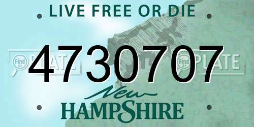 4730707 New Hampshire License Plate