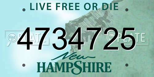 4734725 New Hampshire License Plate